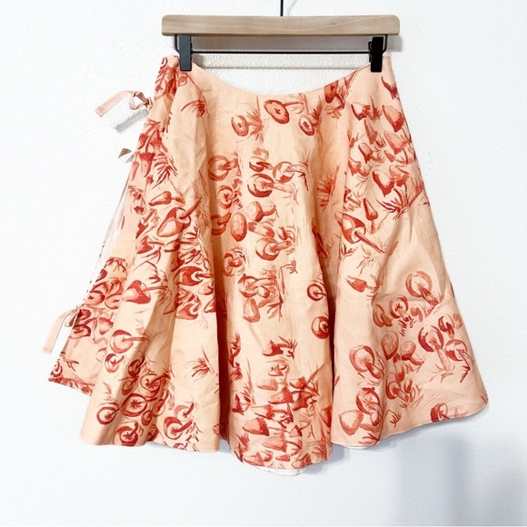 Shannon Retseck Studio Christmas Mushroom Peach Sienna Toile Bow Tree Skirt - Picture 2 of 8